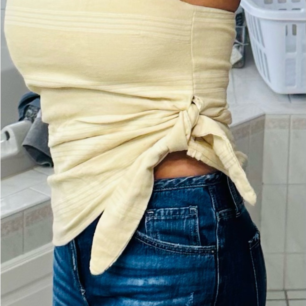 Free People Cream Off-Shoulder Top